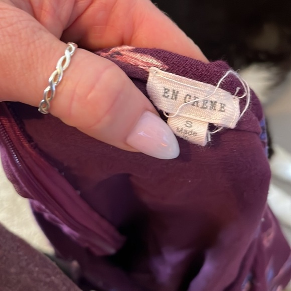 en creme dress fit & flare long sleeve skater style maroon wine burgundy SZ SM - Picture 11 of 11